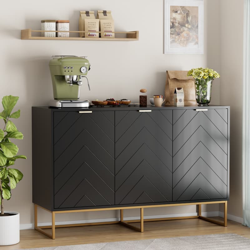 3 Doors Sideboard Buffet Cabinet with Storage Adjustable Shelf