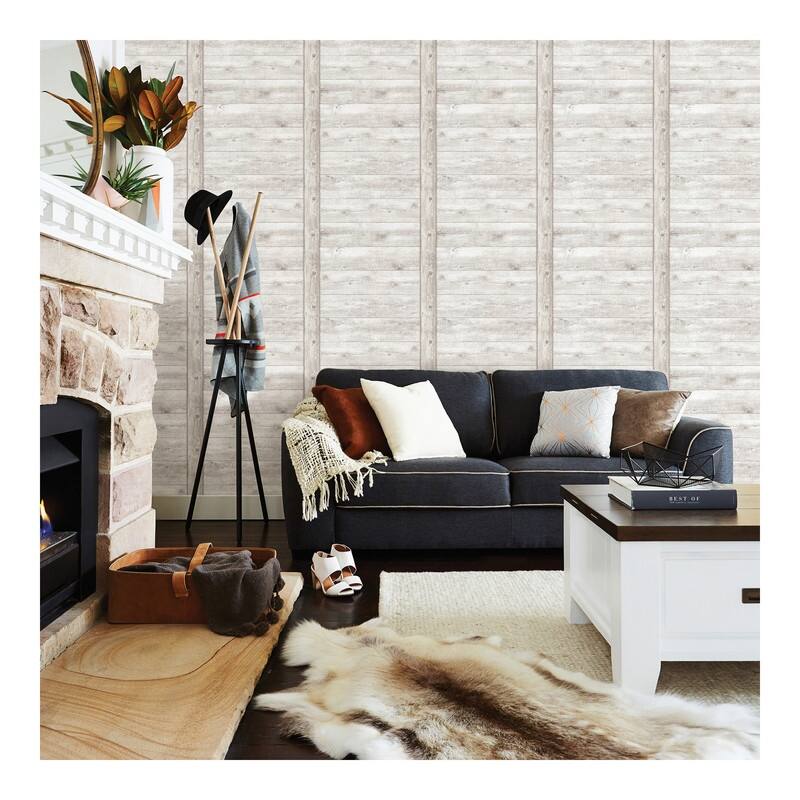 Advantage Absaroka Off-White Shiplap Wallpaper - 20.5 x 396 x 0.025
