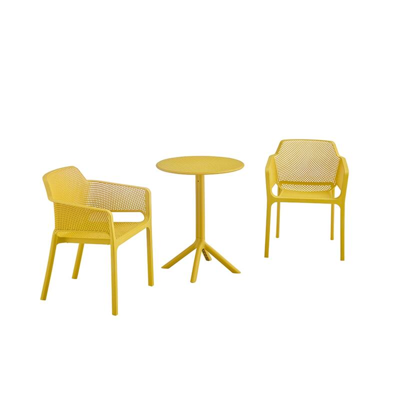 3 Piece Plastic Arm Chair Bistro with two Chairs and a Table