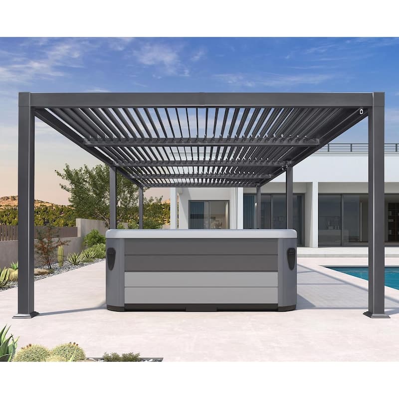 PURPLE LEAF Outdoor Louvered Pergola with Adjustable Metal Roof for Patio Pergola