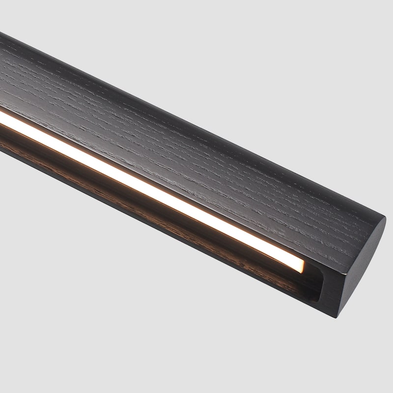 Starsky 1-Light Farmhouse Rustic Wooden Linear Pendant Integrated LED 3000K Kitchen Island Lights