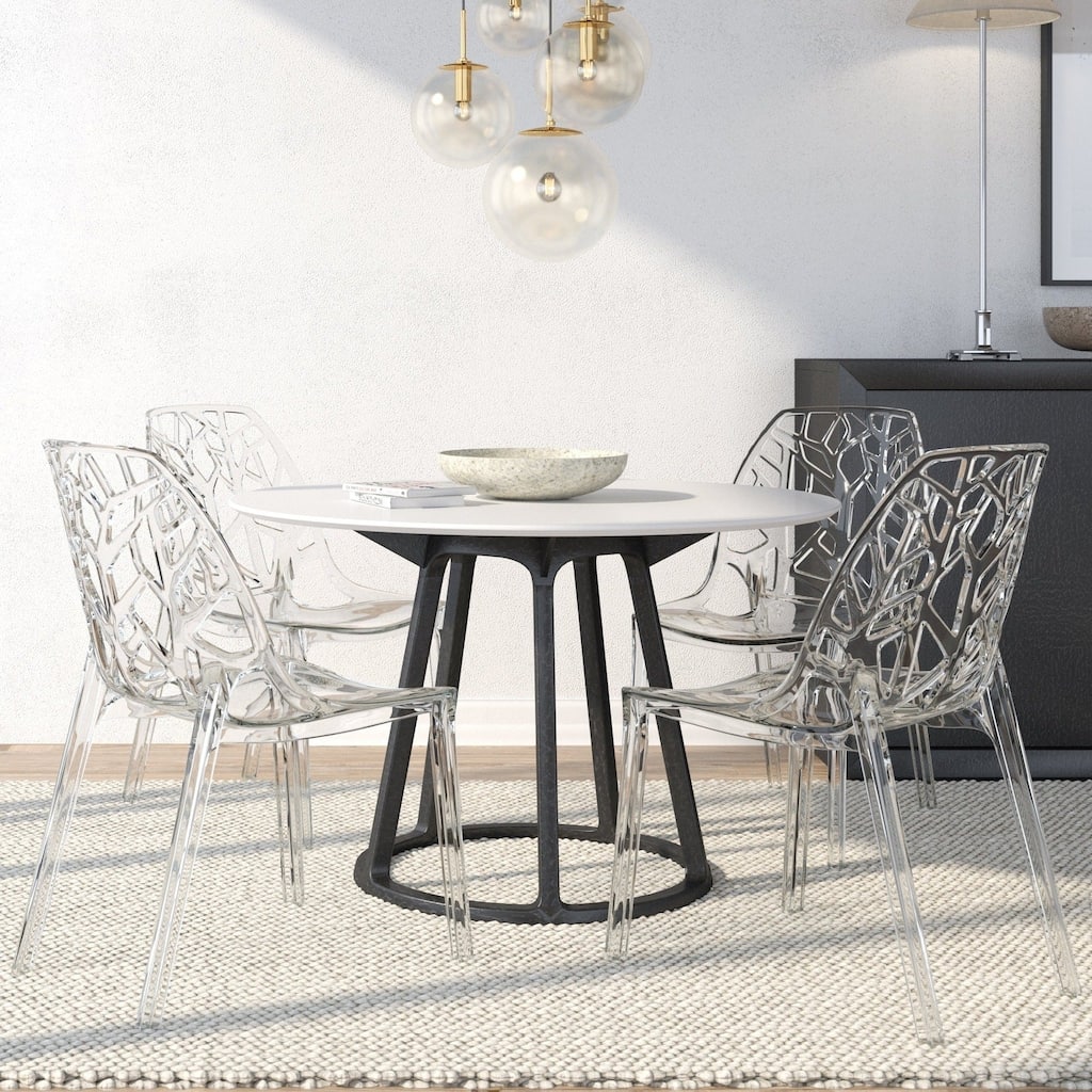 Stackable Dining Chair in Polypropylene (Set of 4) Modern Cut-out Design Backrest Accent Side Chair