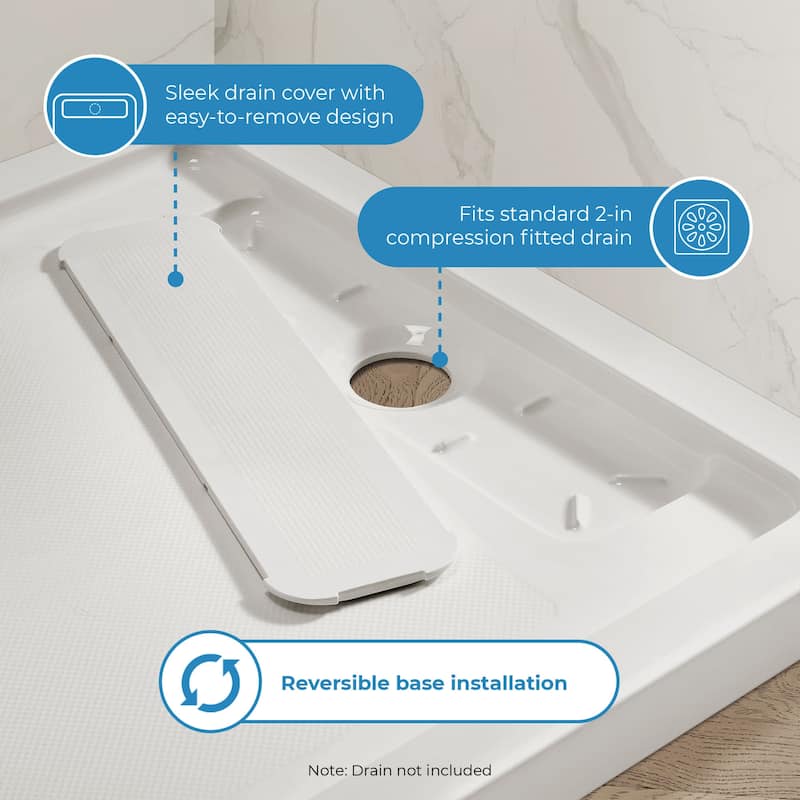 Ove Decors 15SBR-ADEN36 Adena 36" x 36" Square Shower Base with Single