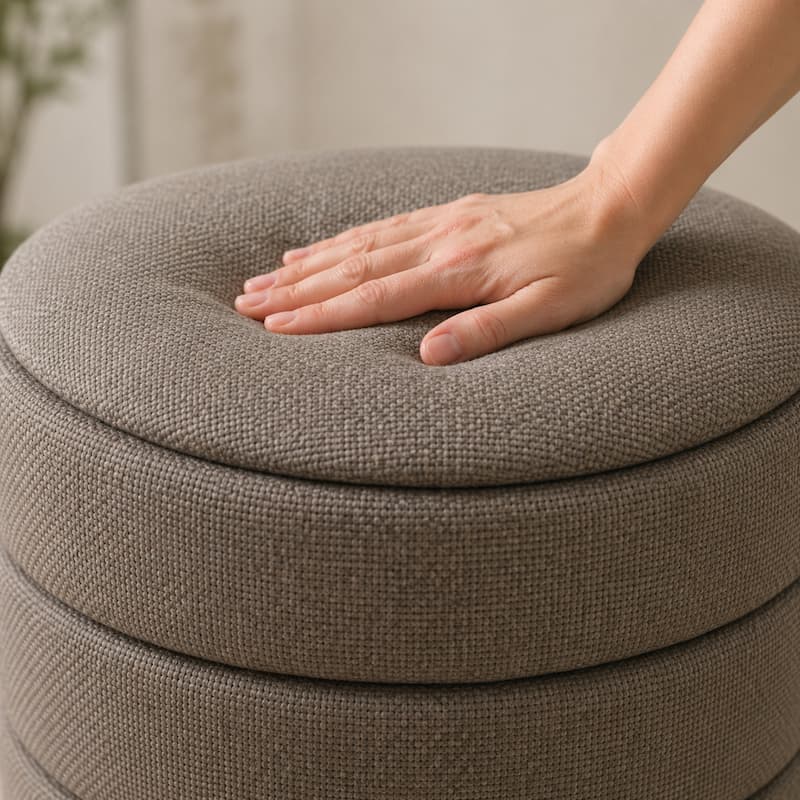 Aria Home Modern Cylinder Ottoman with Hidden Storage Upholstery Seat