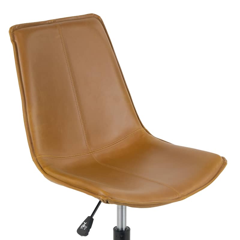 Amery Light Brown Faux Leather Adjustable Height Swivel Office Chair
