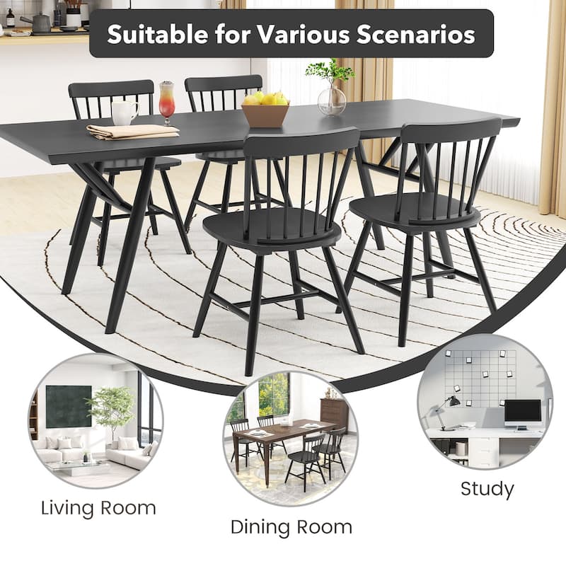 Gymax Dining Chairs Set of 2 Farmhouse Kitchen Chair w/ Rubber Wood