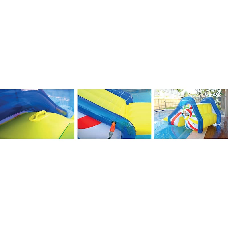 Yellow and Blue Pool Side Slide With an Attached Sprayer 98-Inches - N/A