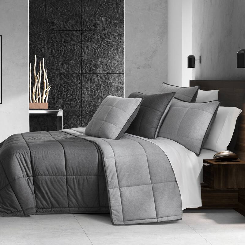 J. Queen New York Paxton Quilt Set - Grey - King - Cal King