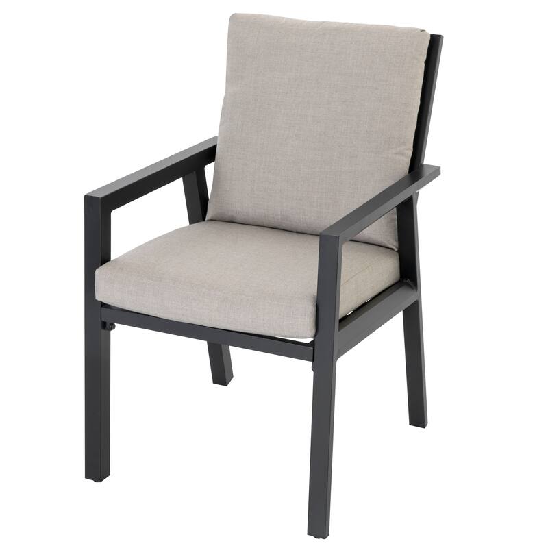 Outdoor 7-Piece Aluminum Dining Set with Soft Gray Cushion