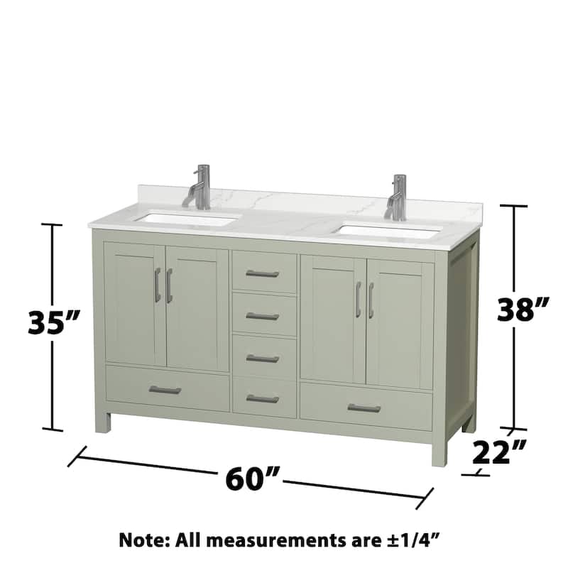 Sheffield 60-inch Double Vanity, Single Hole Quartz Top