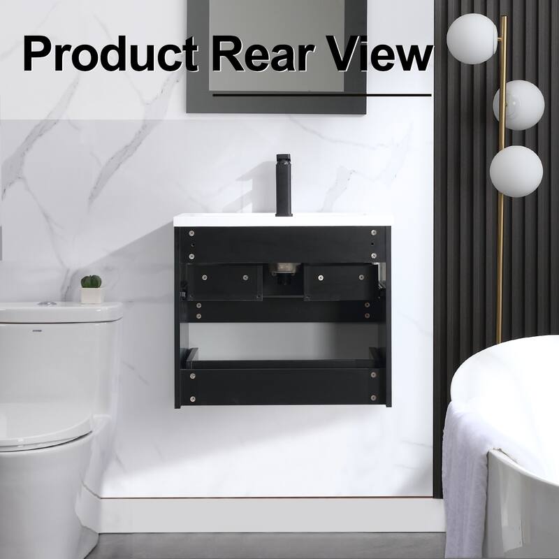 Wall Mounted Bathroom Vanity Combo w/ Drop in Sink Cabinet Set