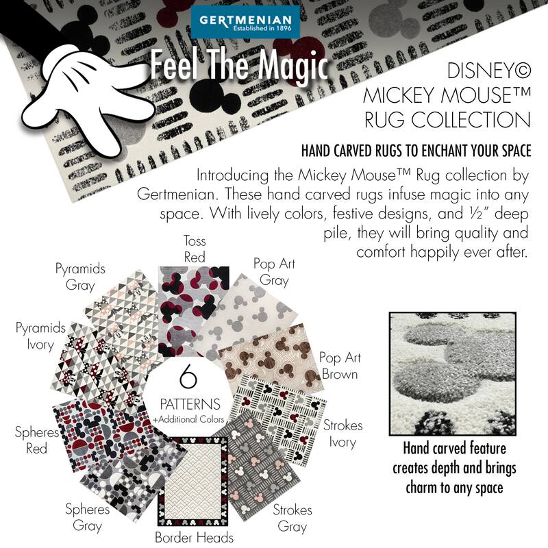 Licensed Disney Bravo Encore Mickey Mouse Modern Geometric Polypropylene Indoor Area Rug Collection