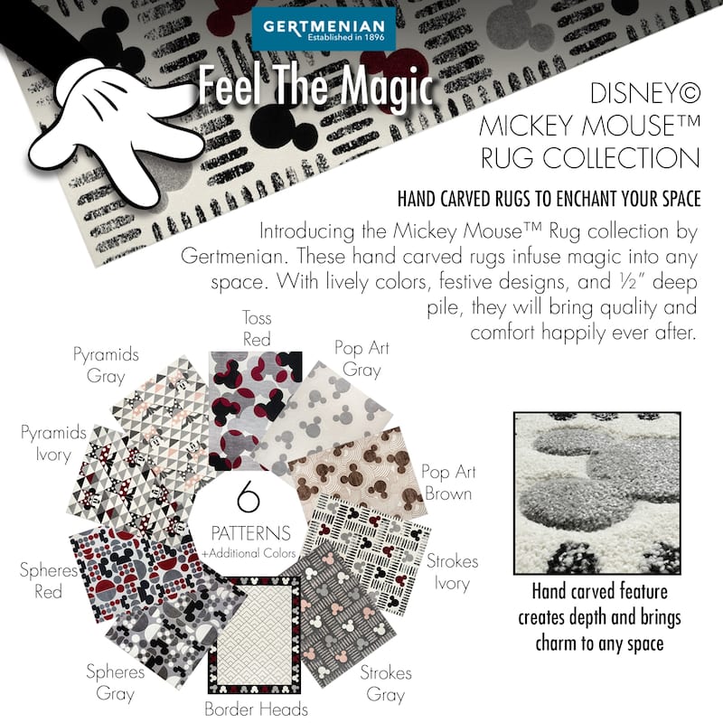 Licensed Disney Mickey Mouse Bravo Encore Modern Geometric Spheres Grey/ Ivory/ Red Indoor Area Rug Runner