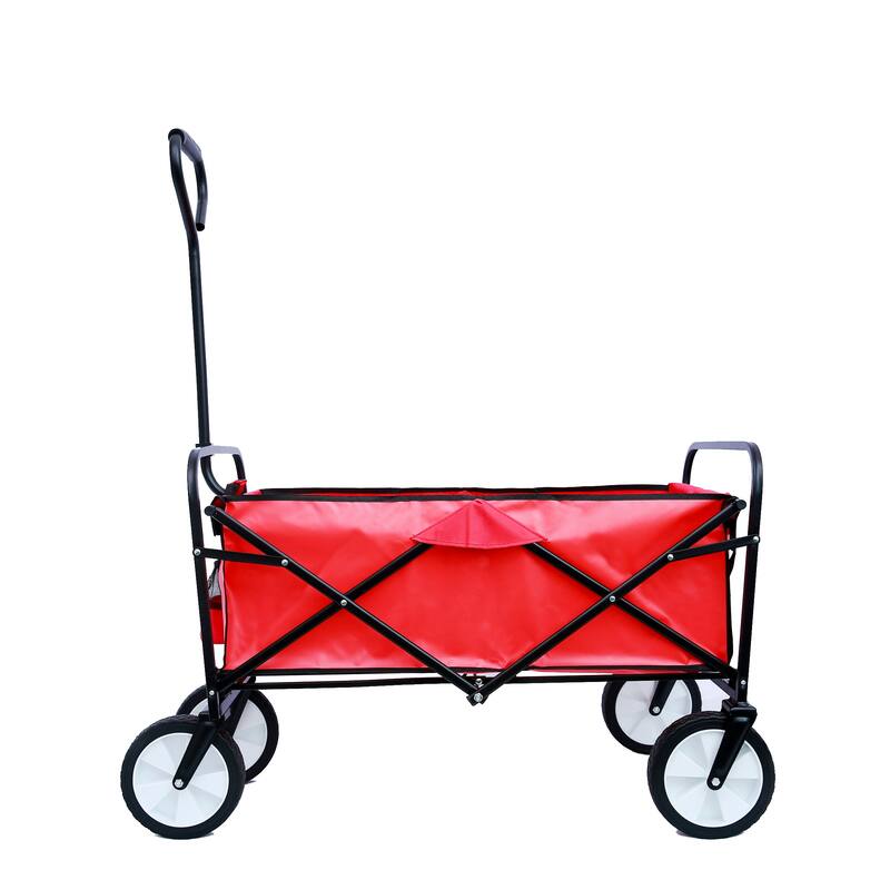 Durable Folding Utility Wagon Cart, 600D Polyester Fabric, 150 lbs Capacity, for Beach, Garden, Camping, and Shopping