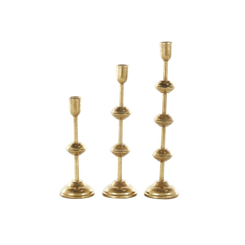 Metal Slim Decorative Candle Holder with Floating Spheres - Set of 3 Gold - Roche River Decor