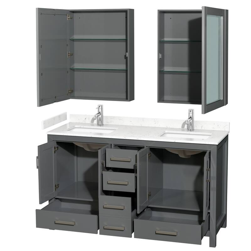 Sheffield Double Bathroom Vanity Set, Cultured Top, Medicine Cabinets
