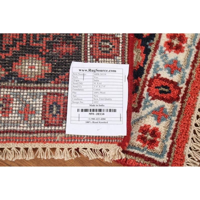 Viss Indian Accent Rug Handmade Wool Carpet - 2'0"x 3'0"