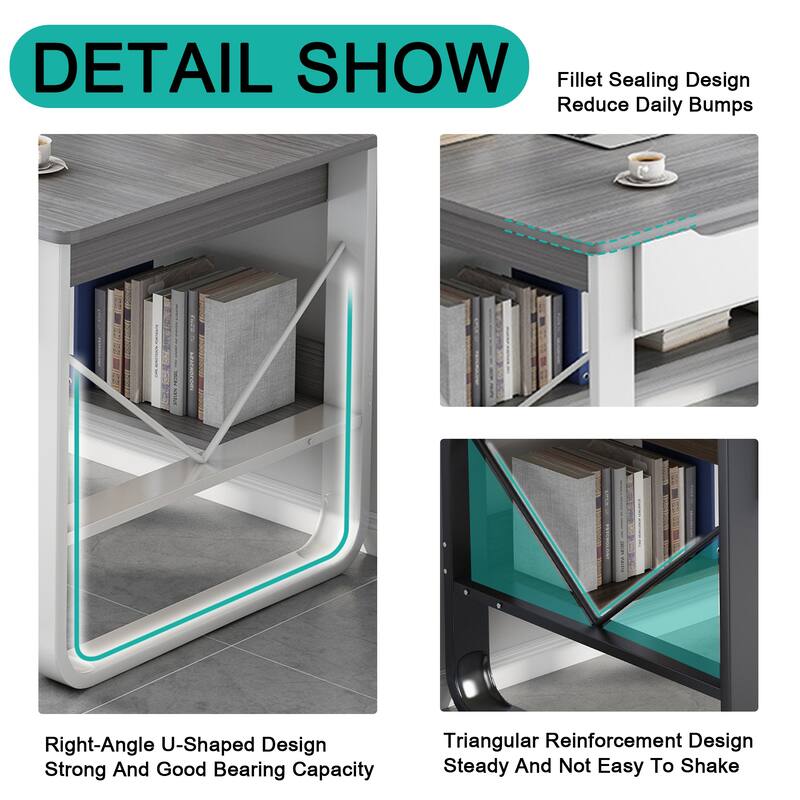 55.12" Rectangle Desk In Grey White