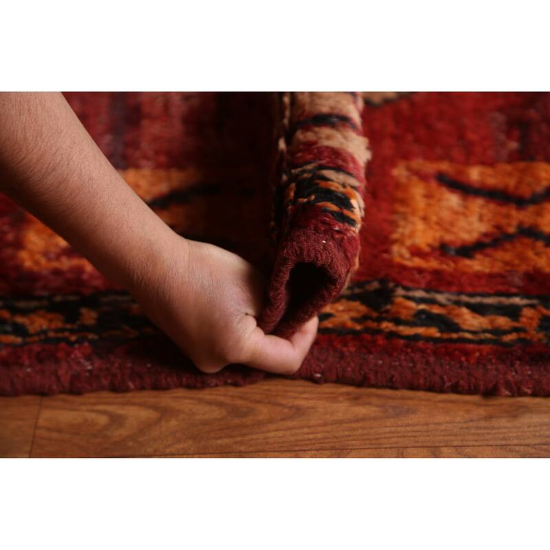Hand Knotted Oriental 100% Wool Carpet Modern Tribal Red Moroccan Area Rug - 9' 10'' X 6' 11''
