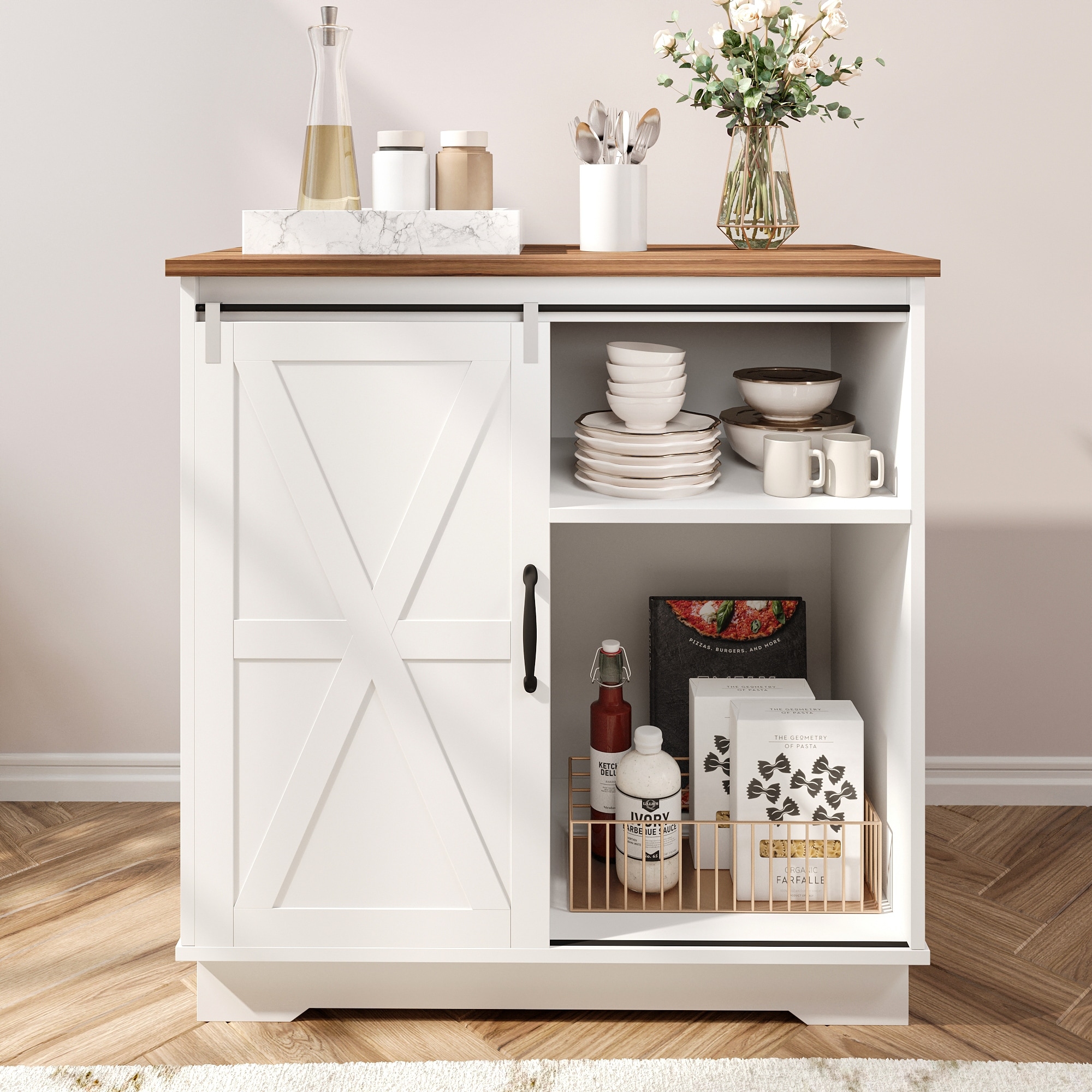 Costzon kitchen storage sideboard dining buffet server cabinet cupboard cheap