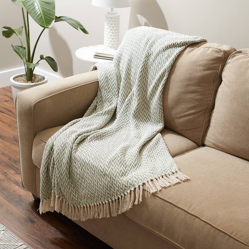 Stone Handloom Chevron Throw