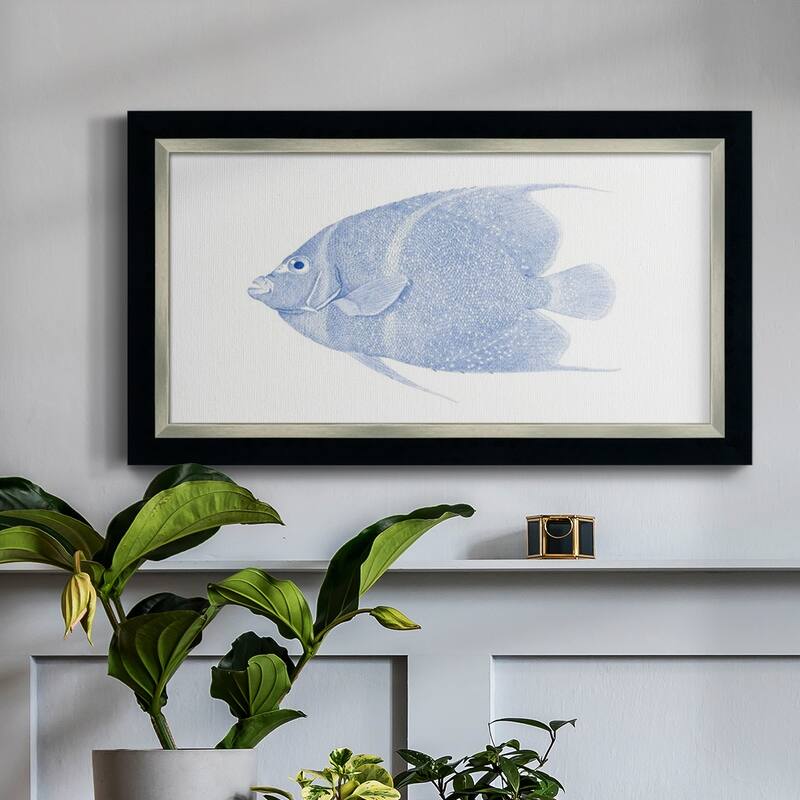 Blue & White Tropical Fish V Premium Framed Canvas- Ready to Hang