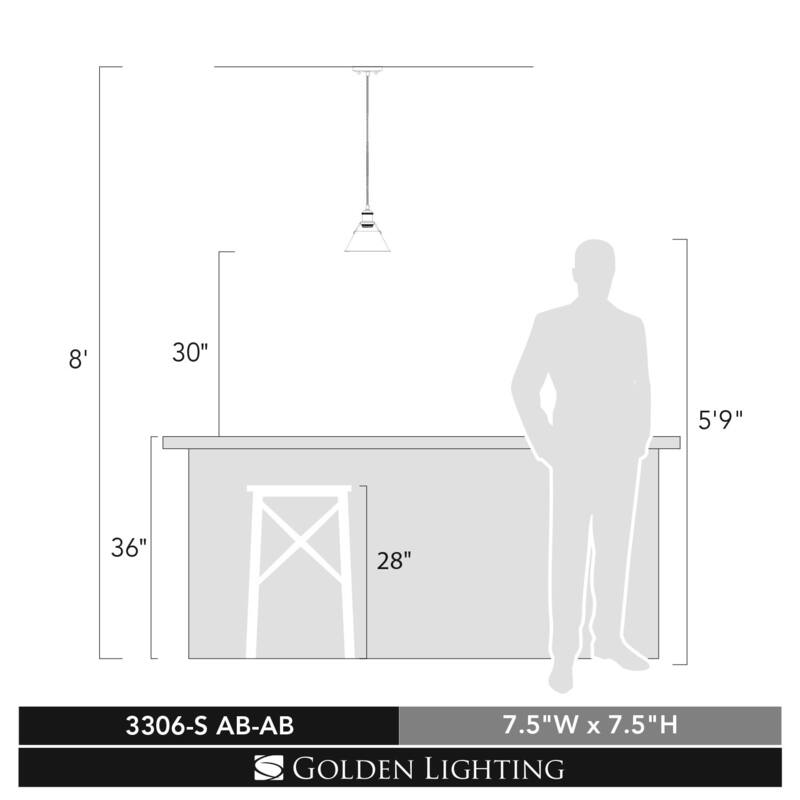 Golden Lighting 3306-S AB Orwell 8" Wide Mini Pendant