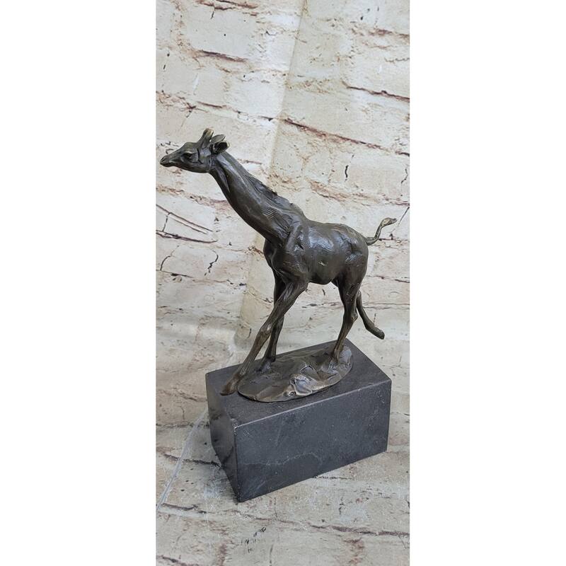 Original Signed Milo Tall Giraffe Bookend Book End Bronze Sculpture Statue Decor