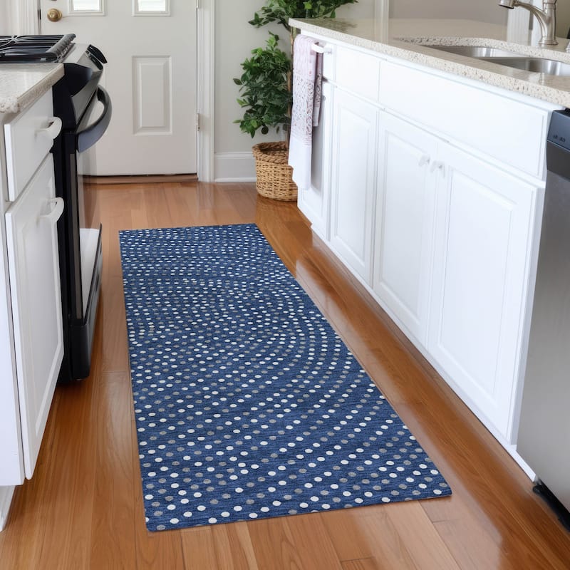 Premium Washable Super Soft Modern Confetti Mayfield Rug - Navy - 2'3" x 7'6"