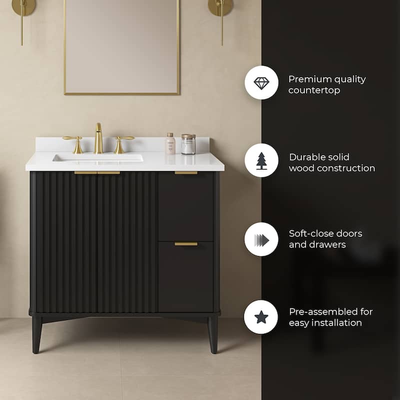Gabi Bathroom Vanity with White Engineered Stone Top
