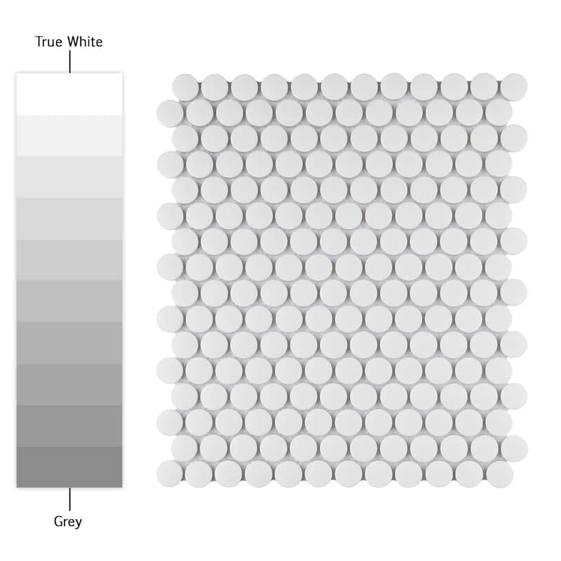 Merola Tile Gotham Penny Round White 9-3/4" x 11-1/2" Porcelain Floor and Wall Tile
