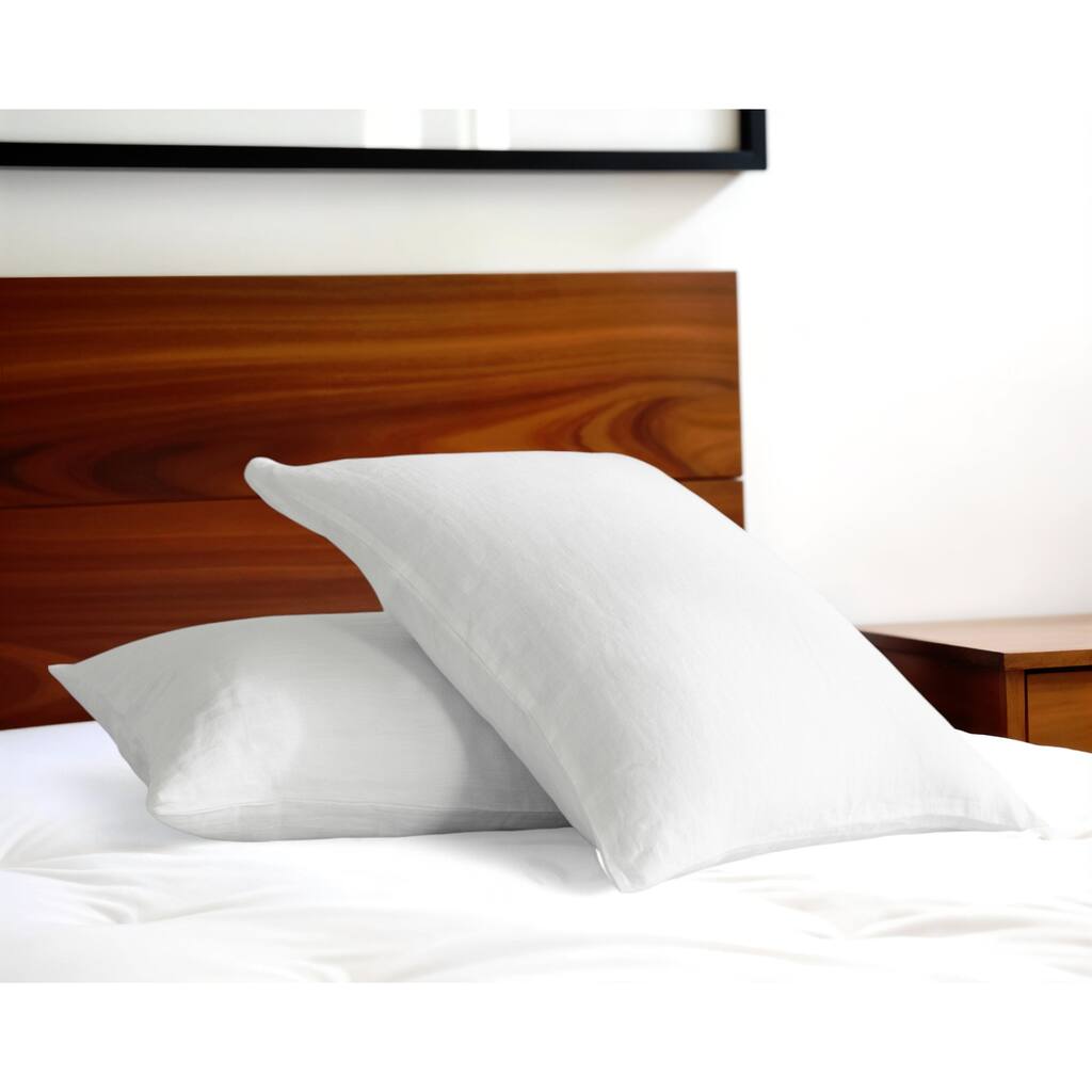 HomeRoots Set of Two Ivory Linen Pillowcases