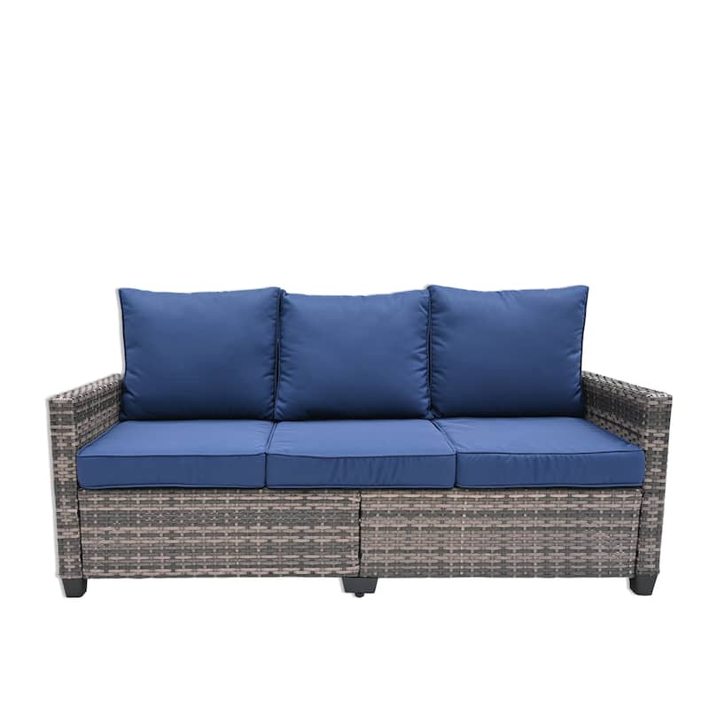 Outdoor Patio Rattan Sofa with Cushions