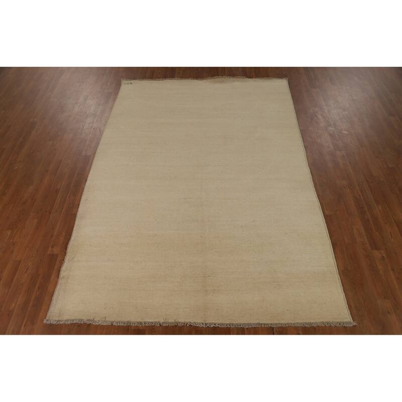Modern Gabbeh Oriental Area Rug Hand-Knotted Solid Wool Carpet - 6'2"x 8'9"