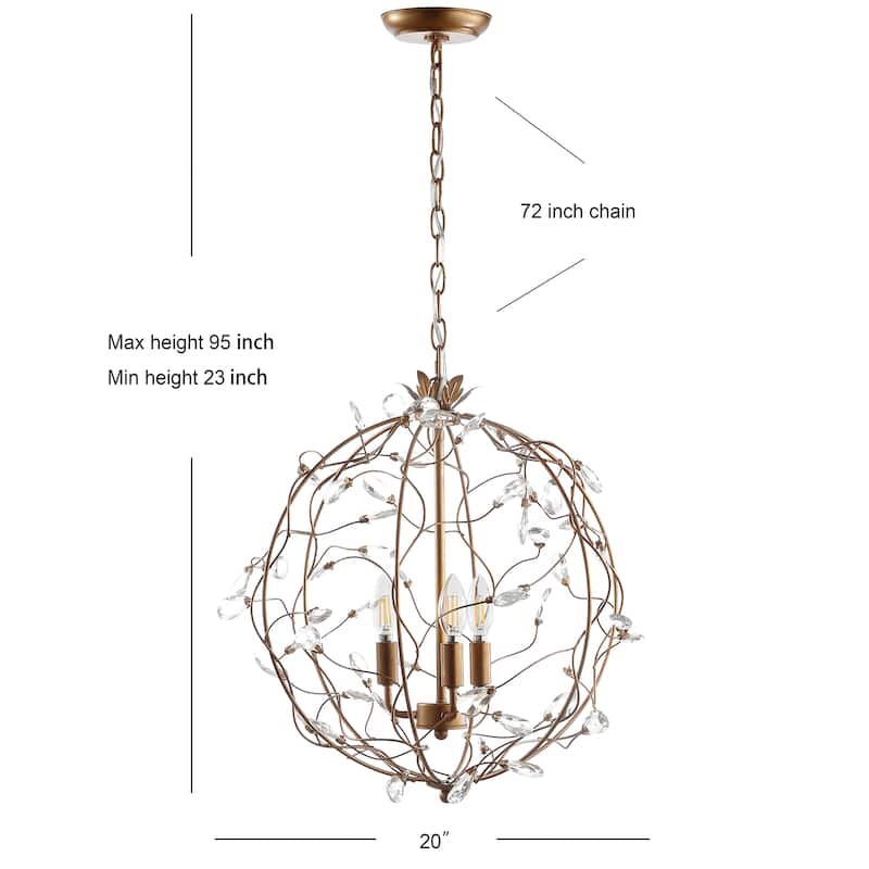 Toronto 20" Adjustable Metal/Glass LED Pendant, Antique Gold by JONATHAN Y