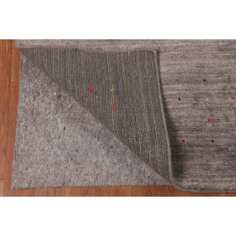 Earth Tone Gabbeh Indian Square Area Rug Handmade Wool Carpet - 10'0" X 9'9"