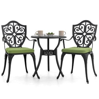 3 Piece Outdoor Bistro Set, Cast Aluminum Patio Bistro Sets with ...