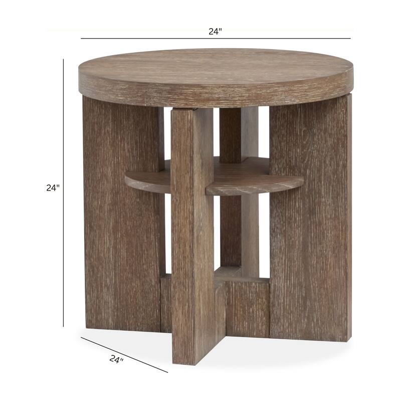 Magnussen Home Conway Spiced Brown Round End Table - 24''W x 24''D x 24''H