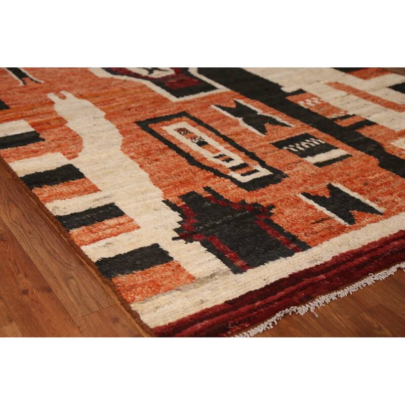 Geometric Moroccan Oriental Rug Handmade Bedroom Wool Carpet - 5'1" x 6'8" - 5'1" x 6'8" - Orange