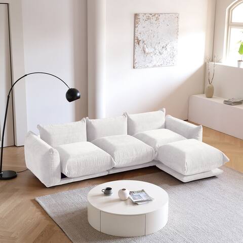 3 Seat chenille fabric Sectional Sofa with ottoman