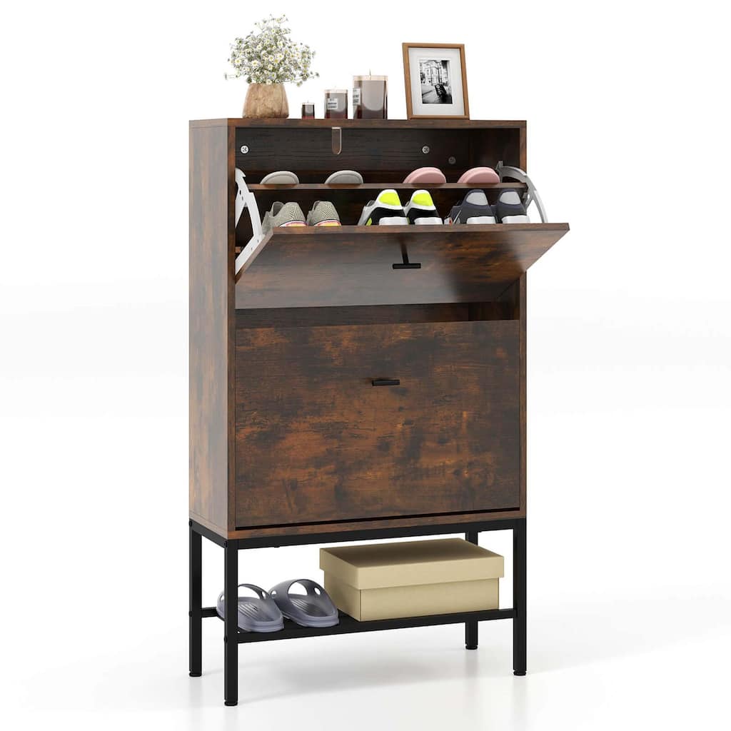 Costway Industrial Shoe Storage Cabinet with 2 Flip Drawers 1 Bottom - See Details