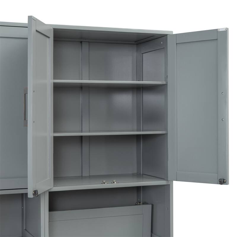 Twin Size Murphy Bed Wall Bed with Closet,Drawers & Desk