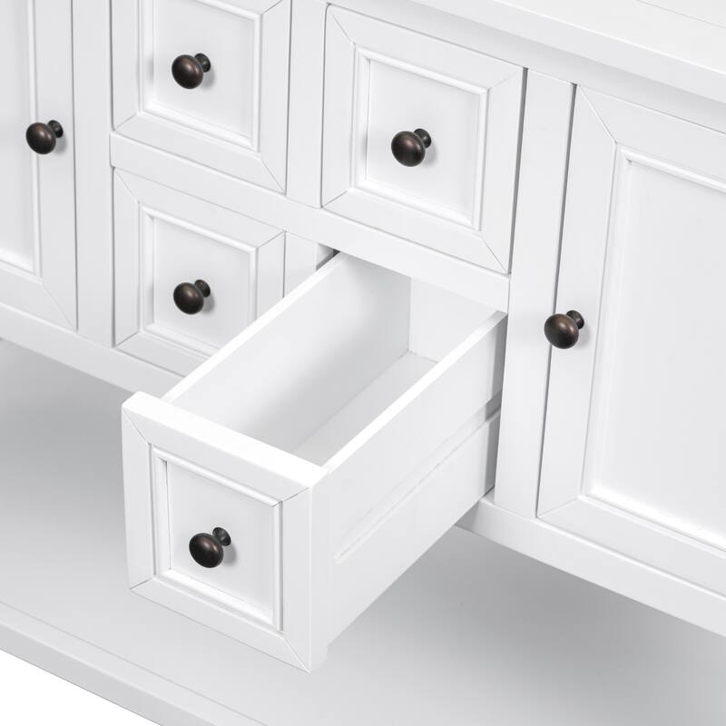 Storage Vintage Console Table with Four Small Drawers and Bottom Shelf for Living Rooms, Entrances and Kitchens