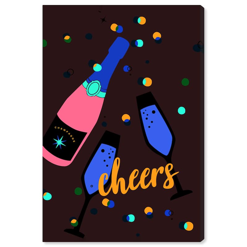 Wynwood Studio Canvas Drinks and Spirits First Cheers Blue and Modern & Contemporary Wall Art Canvas Print