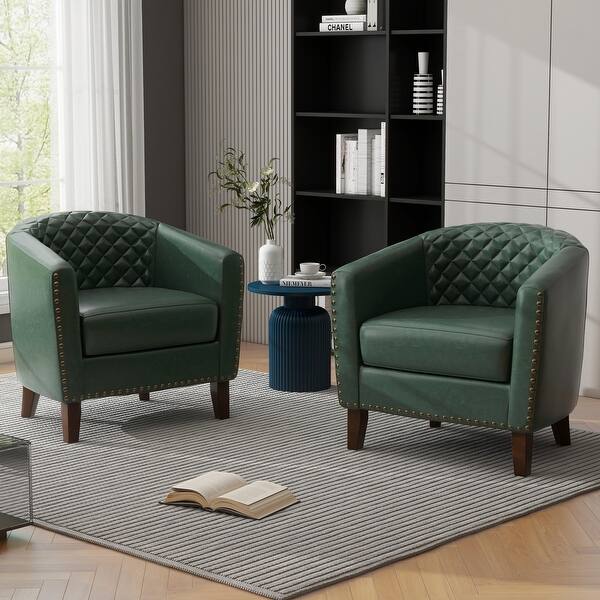 Faux Leather Barrel Accent Chair