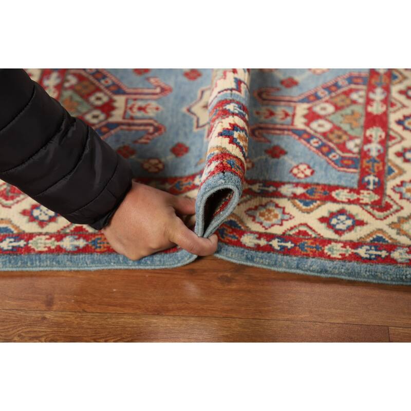 Light Blue Kazak Foyer Rug Handmade Wool Carpet - 2'0" x 3'0"