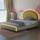 preview thumbnail 16 of 27, Rainbow Shaped Upholstered Platform Bed with Height-adjustbale Headboard Twin