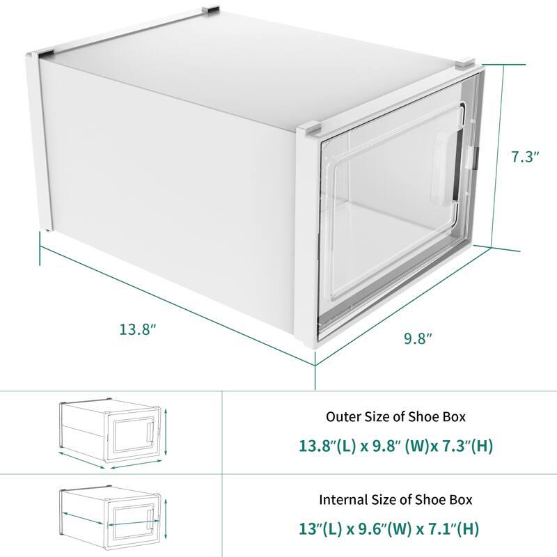 6/12/18 Pack Shoe Storage Box Plastic Stackable Shoe Organizer for Closet Foldable Sneaker Containers Bins Holders Racks