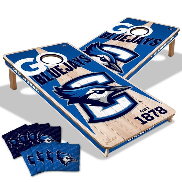 slide 2 of 6, Creighton Bluejays NCAA 2x4 Cornhole Board Set Include Carrying Case