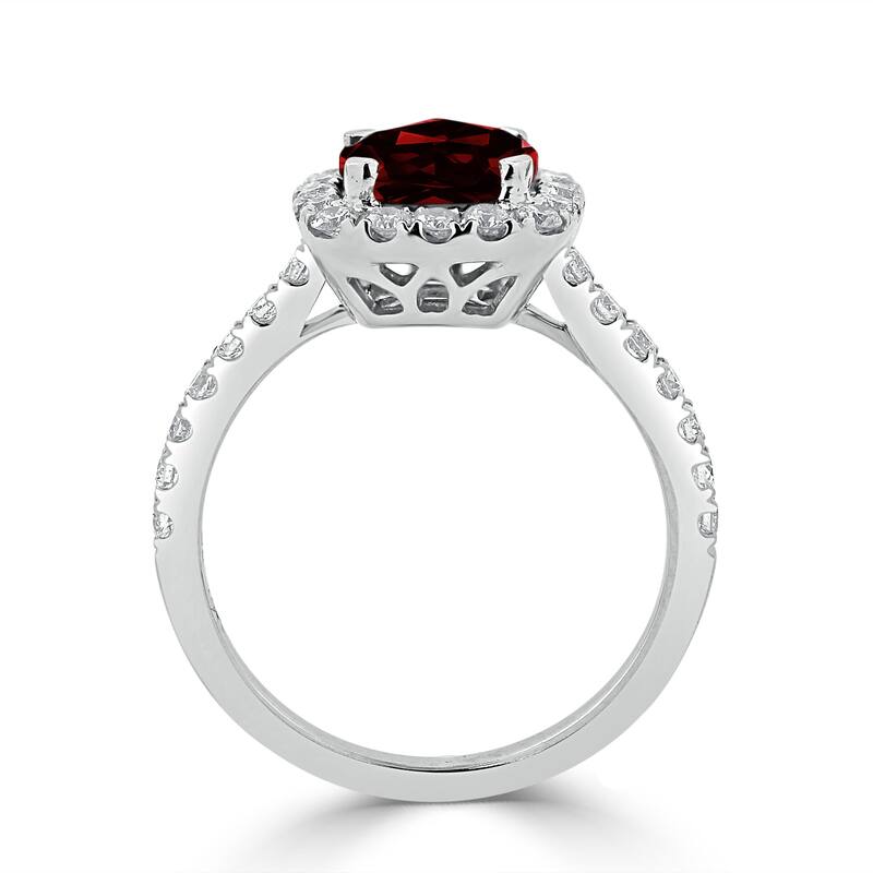 Auriya 1 3/8ct Cushion-cut Garnet and Halo Diamond Engagement Ring 1/2cttw 14k Gold
